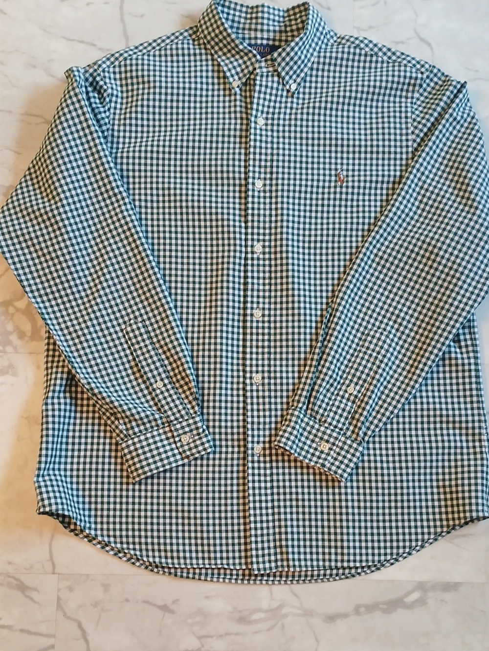 Polo by Ralph Lauren Green & White Gingham Button-Down Shirt XL